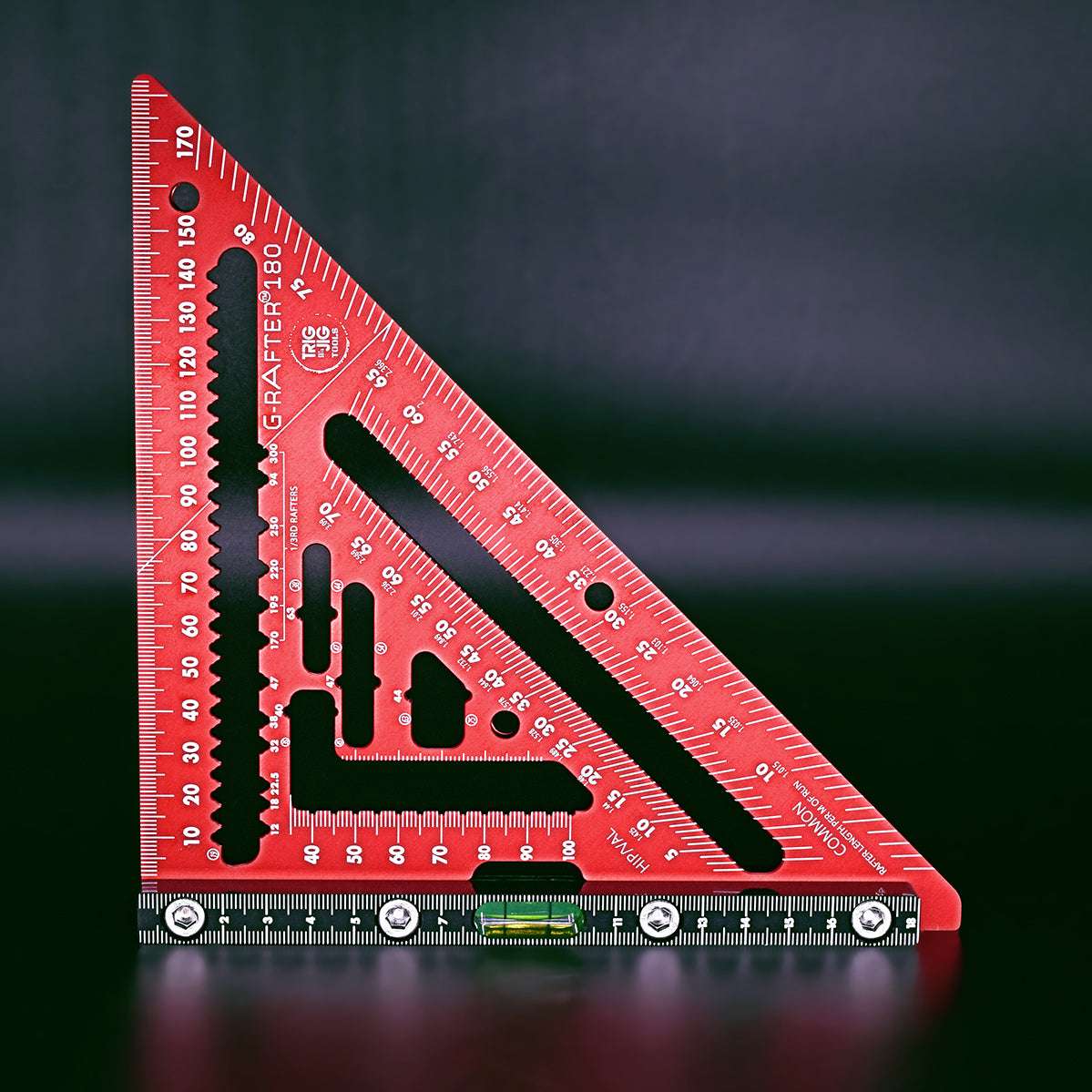 TrigJig G-Rafter Precision Rafter Square with level red and black