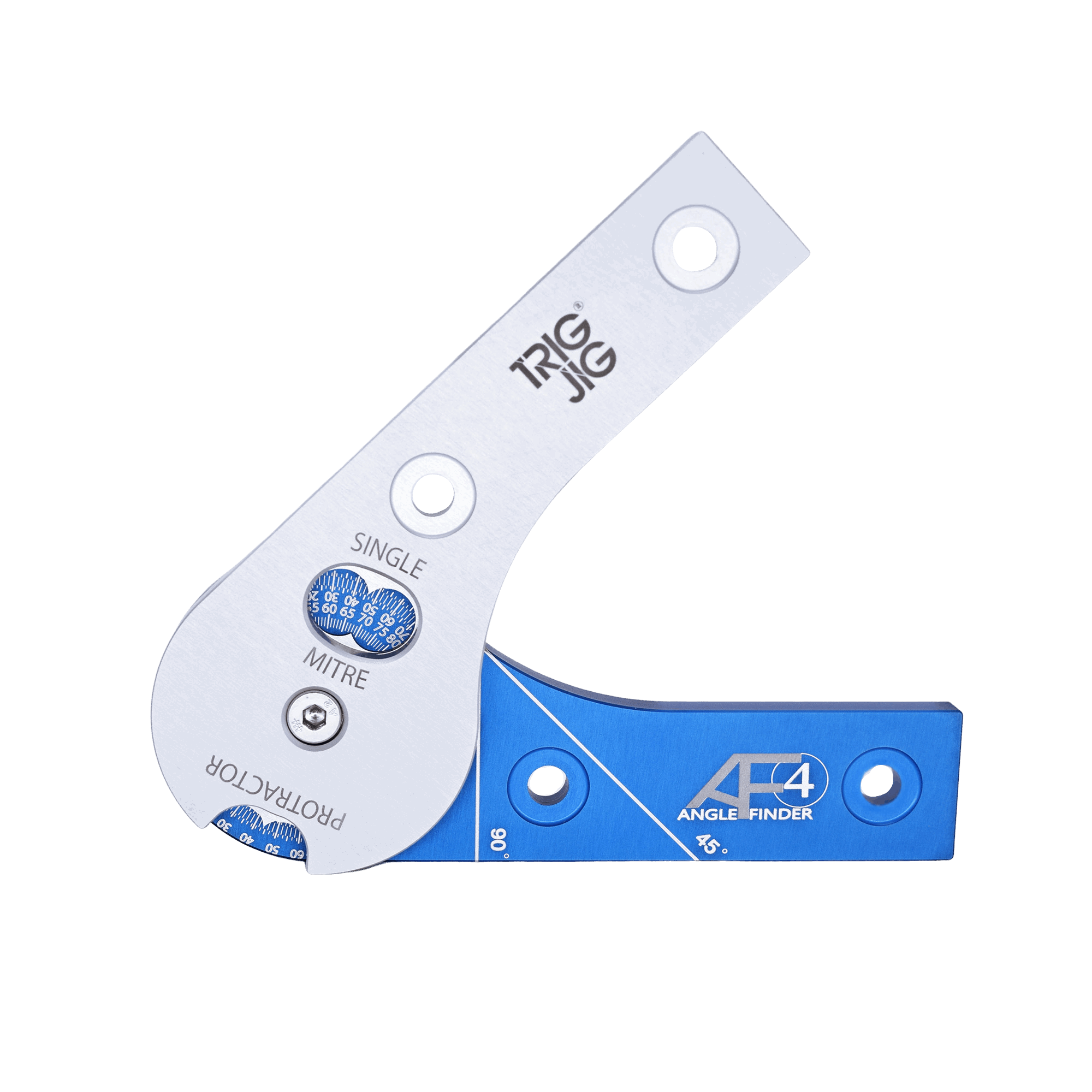 TrigJig AF4 Angle finder in blue and silver